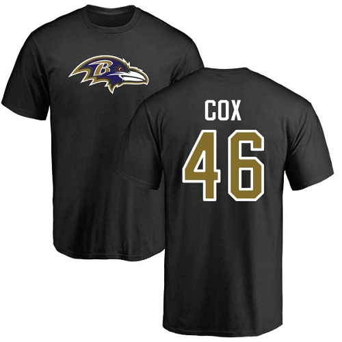 Men Baltimore Ravens Black Morgan Cox Name and Number Logo NFL Football #46 T Shirt